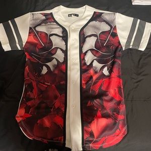 Baseball Floral Shirt white/ Red/ black Size Small